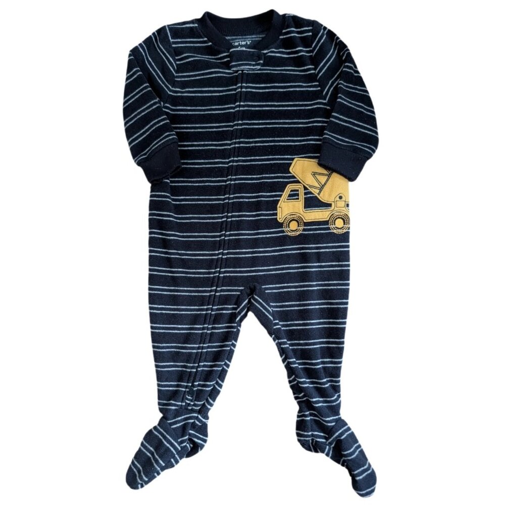 Carters Cement Mixer Fleece Navy Footie Sleeper 6m